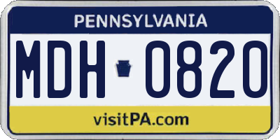 PA license plate MDH0820