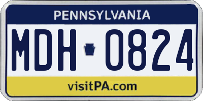 PA license plate MDH0824