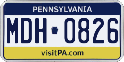 PA license plate MDH0826