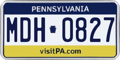 PA license plate MDH0827