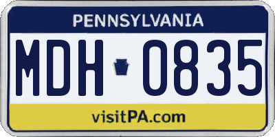 PA license plate MDH0835