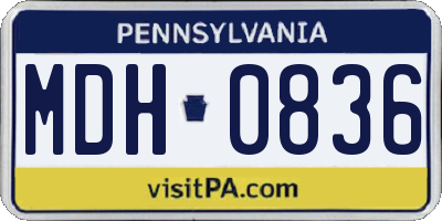 PA license plate MDH0836