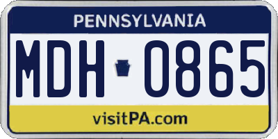 PA license plate MDH0865