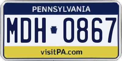 PA license plate MDH0867