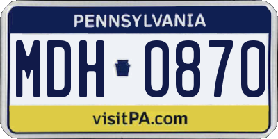 PA license plate MDH0870