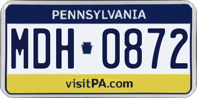 PA license plate MDH0872