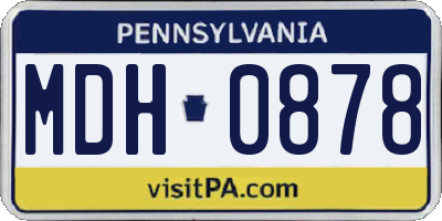 PA license plate MDH0878