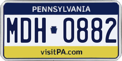 PA license plate MDH0882