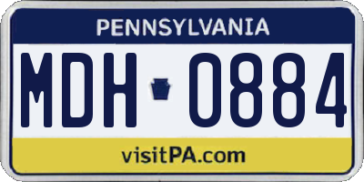 PA license plate MDH0884