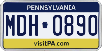 PA license plate MDH0890