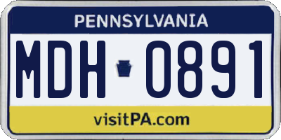 PA license plate MDH0891