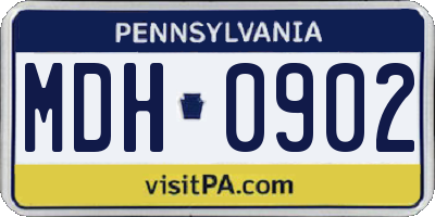 PA license plate MDH0902