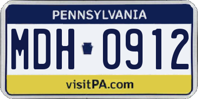 PA license plate MDH0912