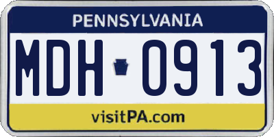 PA license plate MDH0913