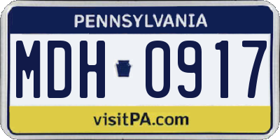 PA license plate MDH0917