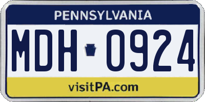 PA license plate MDH0924