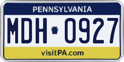 PA license plate MDH0927