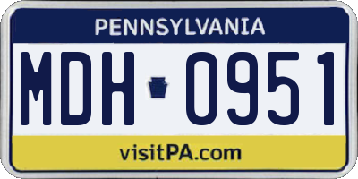 PA license plate MDH0951