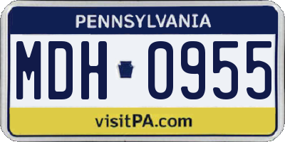 PA license plate MDH0955