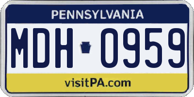 PA license plate MDH0959