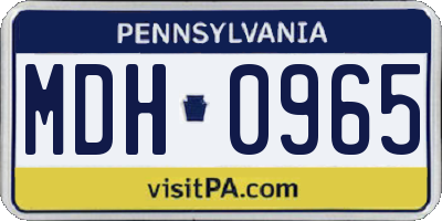 PA license plate MDH0965