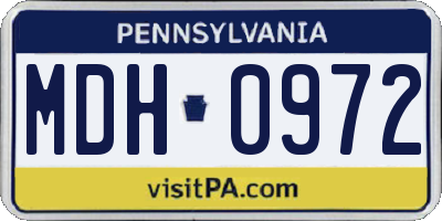 PA license plate MDH0972