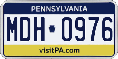 PA license plate MDH0976