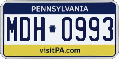PA license plate MDH0993
