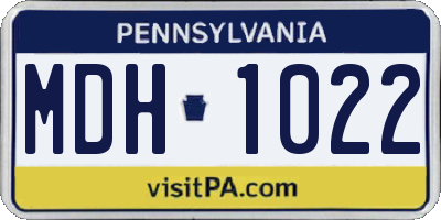 PA license plate MDH1022