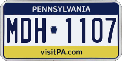 PA license plate MDH1107