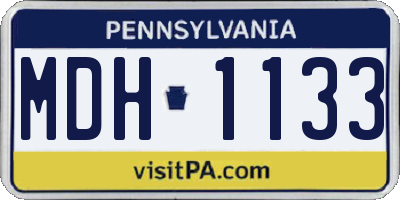 PA license plate MDH1133