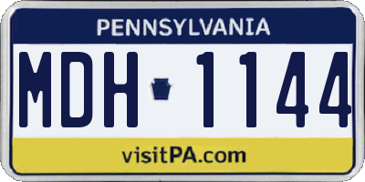 PA license plate MDH1144