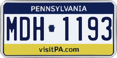 PA license plate MDH1193