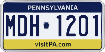PA license plate MDH1201