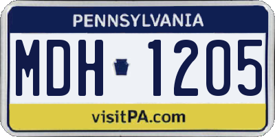 PA license plate MDH1205