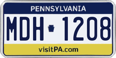 PA license plate MDH1208