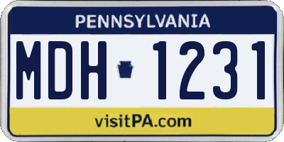 PA license plate MDH1231
