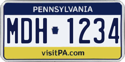 PA license plate MDH1234