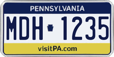 PA license plate MDH1235