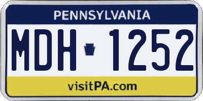 PA license plate MDH1252