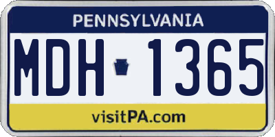 PA license plate MDH1365