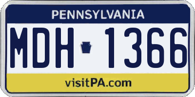 PA license plate MDH1366