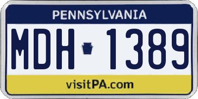 PA license plate MDH1389