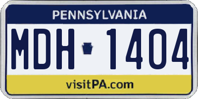 PA license plate MDH1404