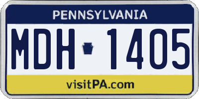 PA license plate MDH1405