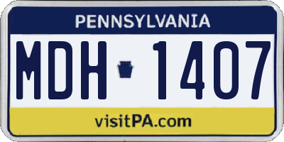 PA license plate MDH1407