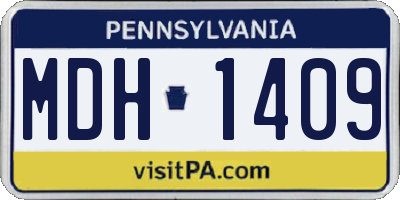 PA license plate MDH1409