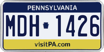 PA license plate MDH1426