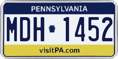 PA license plate MDH1452