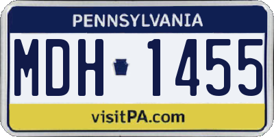 PA license plate MDH1455